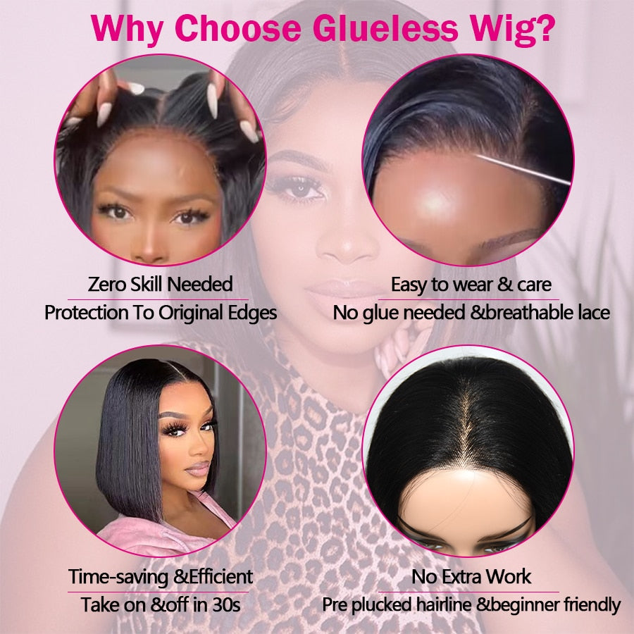 Short Bob Glue less Hair Hair Lace Wig| Ready-to- Wear Wig
