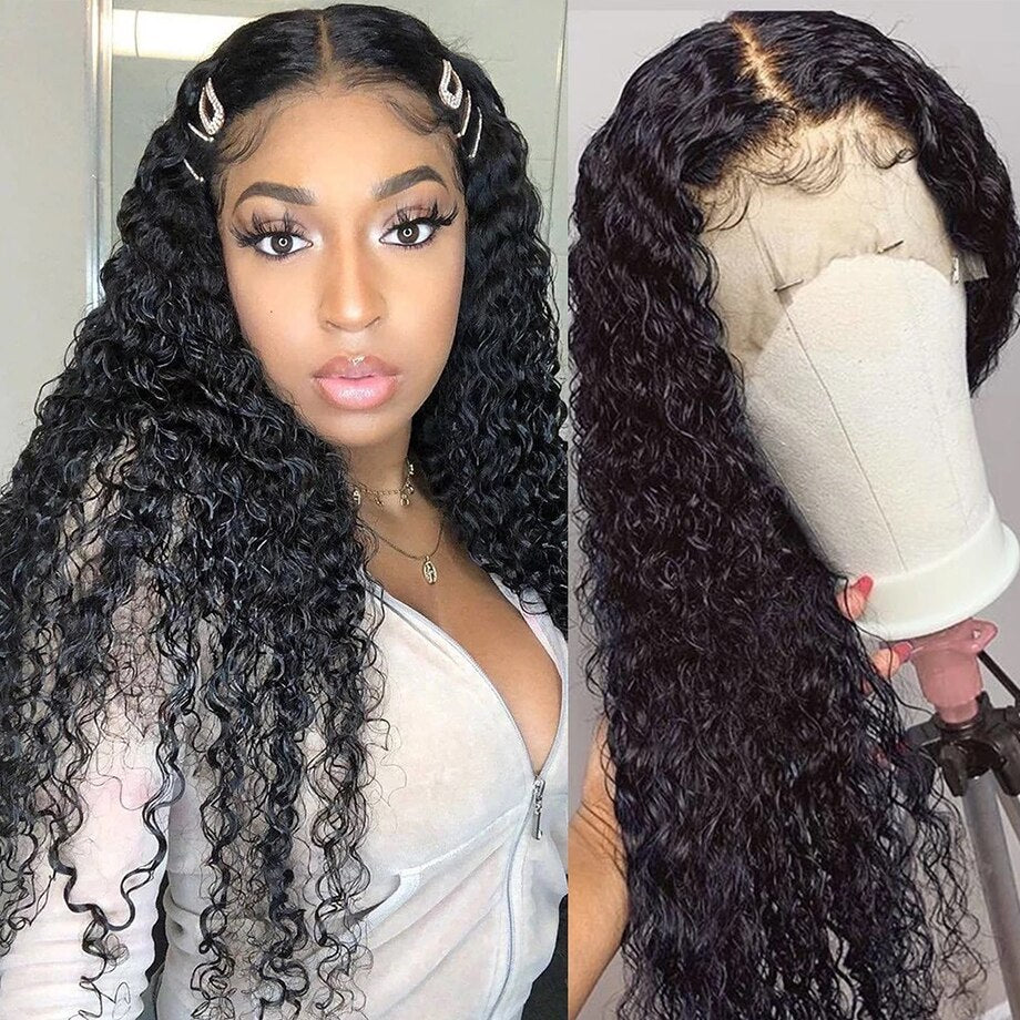Water Wave Curly Lace Front Human Hair Wigs For Women